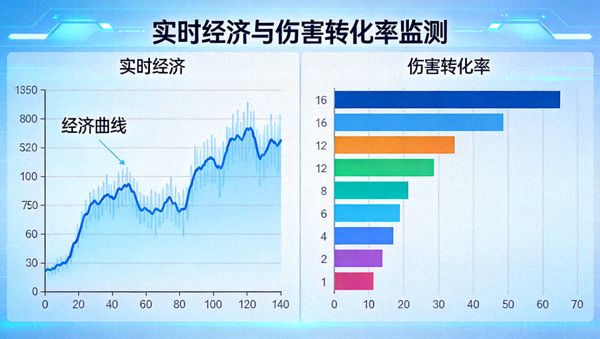 数据矩阵栏目展示实时经济曲线与伤害转化率