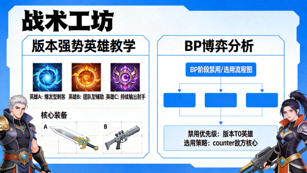 战术工坊栏目展示版本强势英雄教学与BP博弈分析